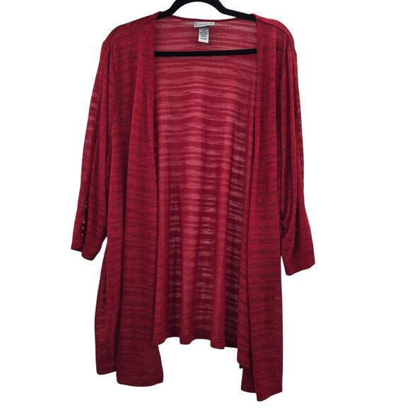 Catherines Cardigan Sweater 2X Red Sheer Open Front Lightweight Plus 22w 24w - Picture 2 of 7